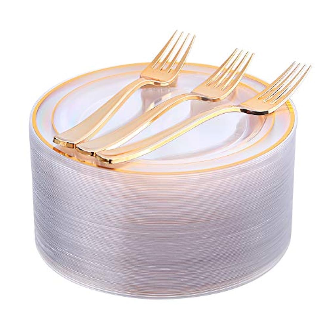 72 piezas de platos de postre de oro