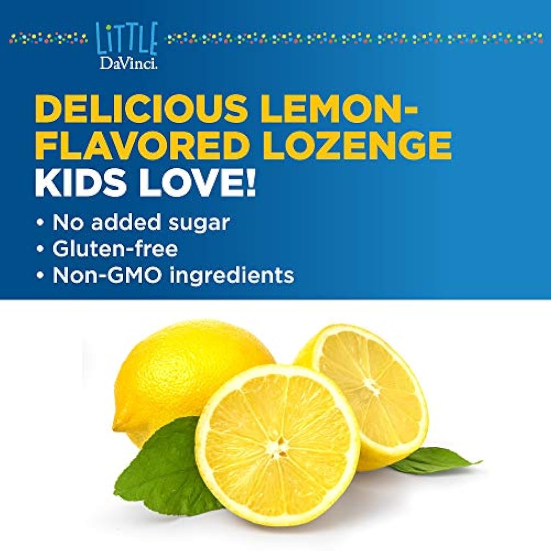 Little DaVinci - inmuni-Z, Zinc Throat Lozenge, Suplemento de inmunidad para niños, sabor limón, sin azúcar añadido, 60 ct.