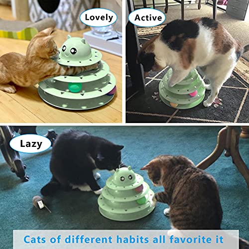 UPSKY Rodillo de juguete para gatos de 3 niveles con seis bolas de colores interactivos, divertido rompecabezas de ejercicio físico mental para gatitos.