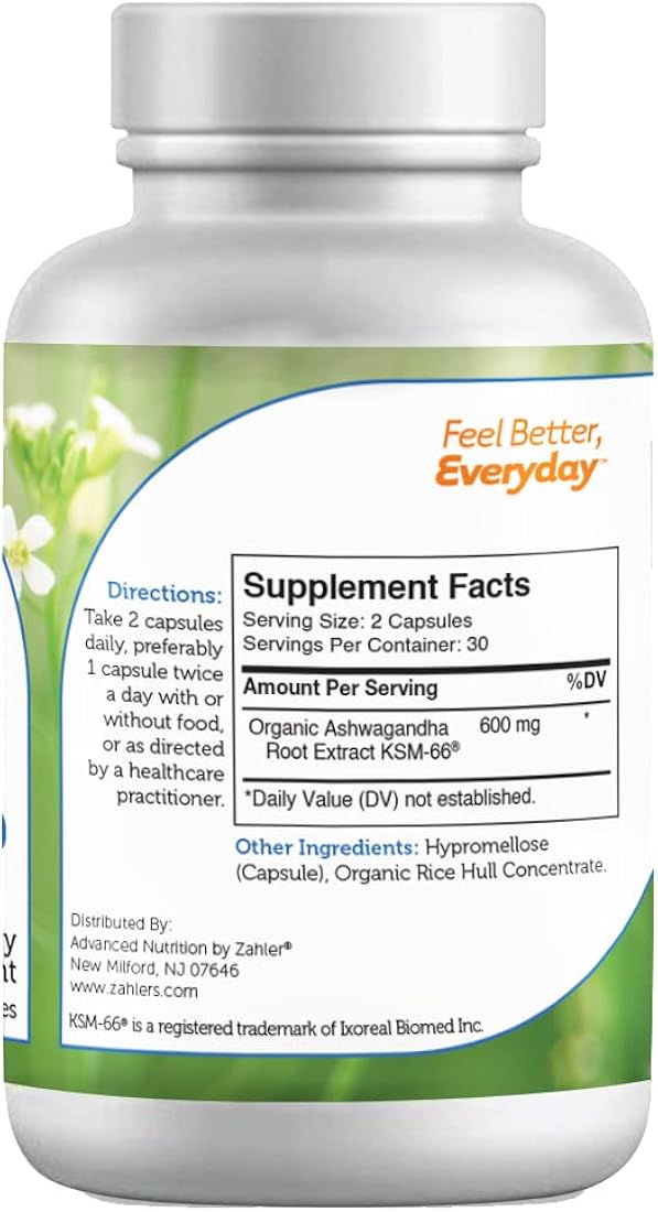 Suplemento Ashwagandha Capsules, KSM-66 600mg Relajación