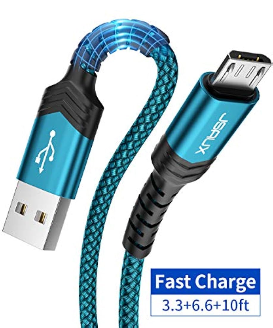 Micro 1 + 2 + 9.8 ft., Verde velocidad: cable micro USB