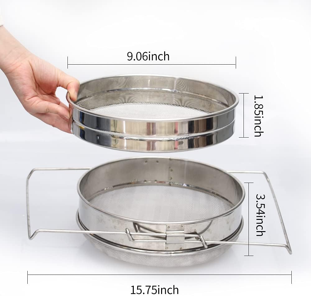 Colador de Acero Inoxidable para Miel, Doble Malla Fina/Gruesa