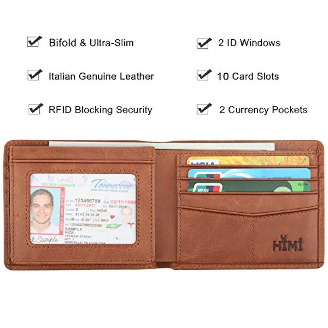 Billetera de cuero elegante para hombre con seguridad RFID