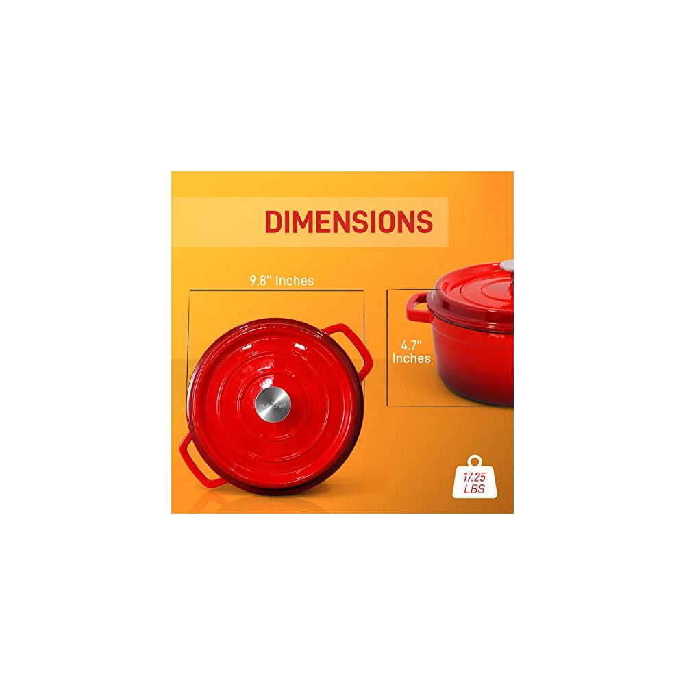 Olla de Hierro Fundido roja NUTRICHEF NCCIEC45