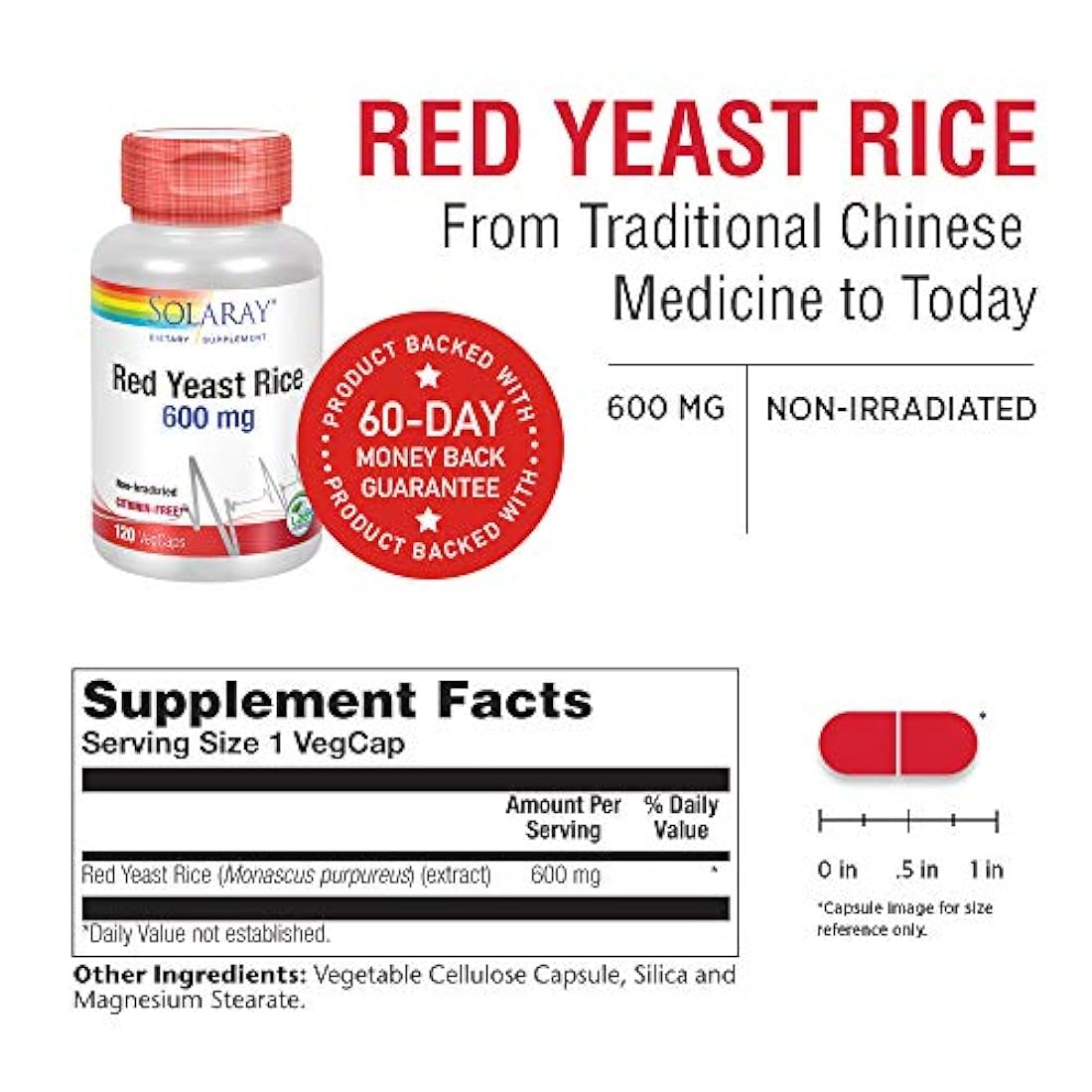 Arroz de levadura roja 600 mg Solaray