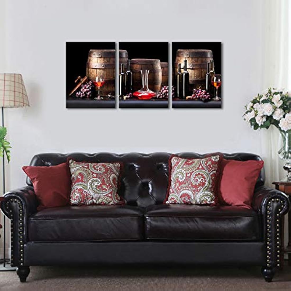 Pyradecor 3 Paneles Botella de Vino Rojo y Barril