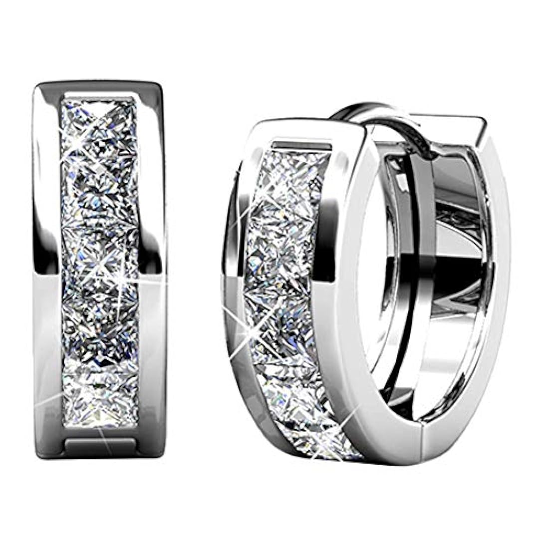 Pendientes de aro chapados en oro blanco de 18 quilates