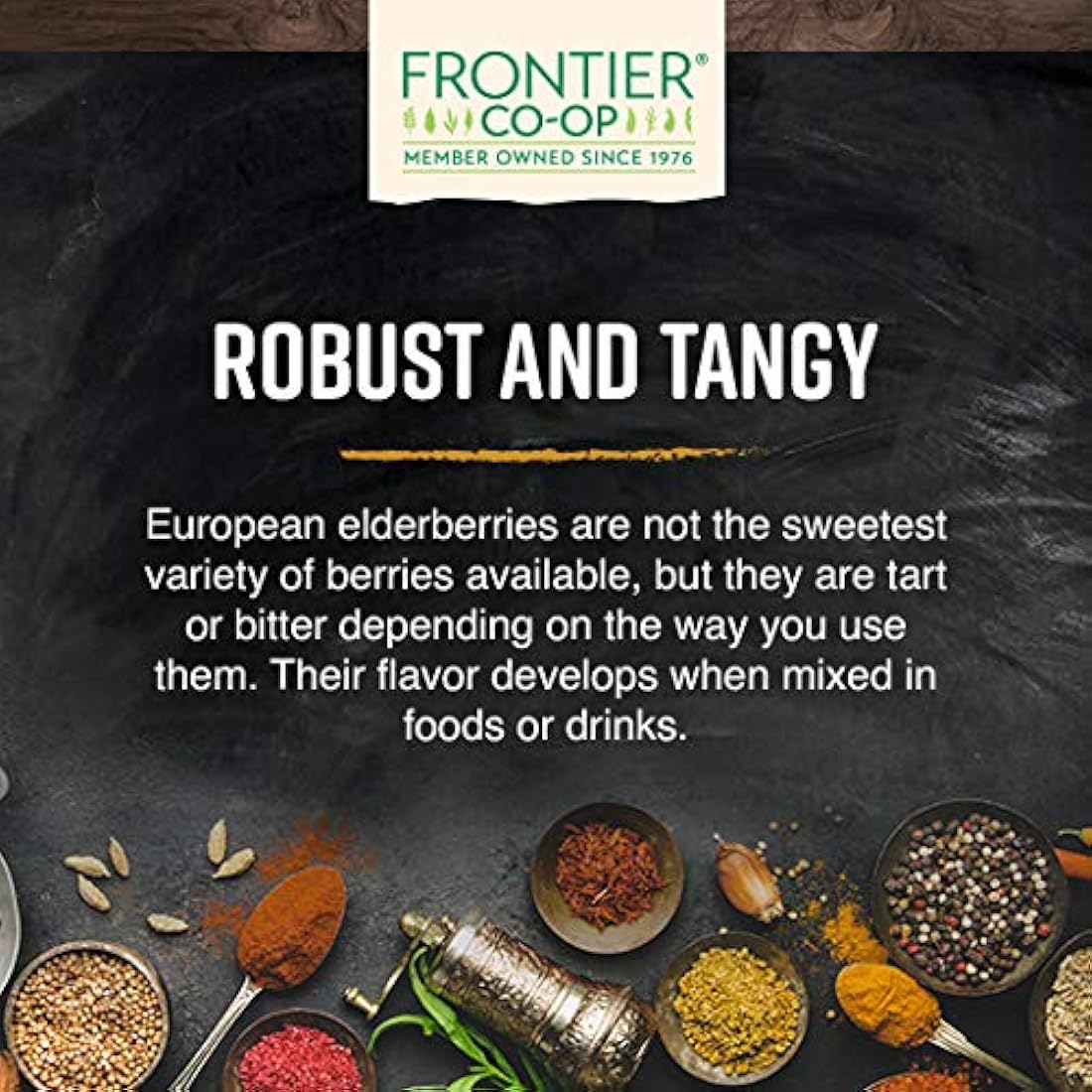 Frontier Bayas de saúco enteras, orgánicas, de 1 libra.