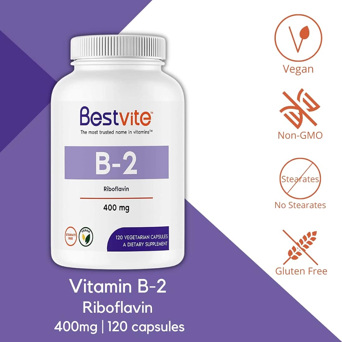 Suplementos Alimenticios Vitamina B-2 400 mg 120 cápsulas