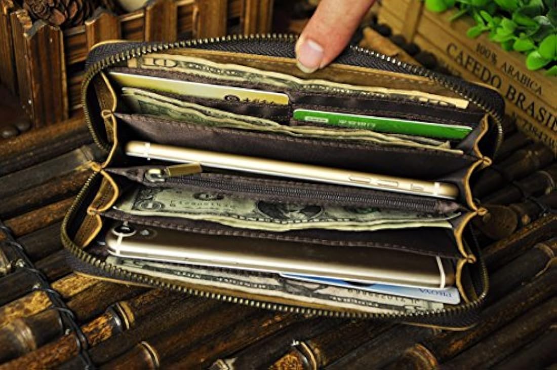 Le'aokuu Funda de piel auténtica para hombre, estilo vintage