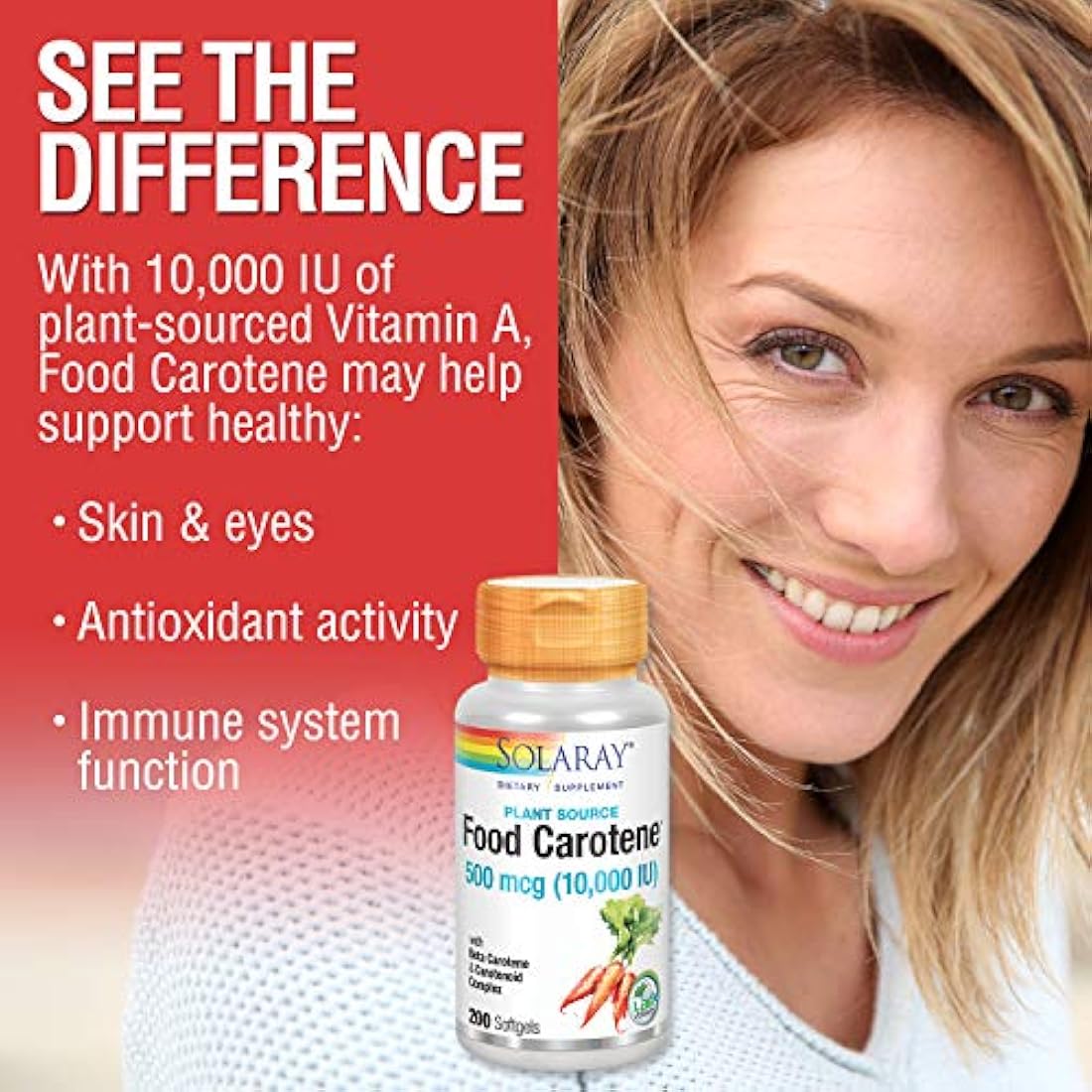 Food Caroteno (10000 IU & 25000iu) (Cápsulas & softgels) Solaray, 076280041118, 1, 1