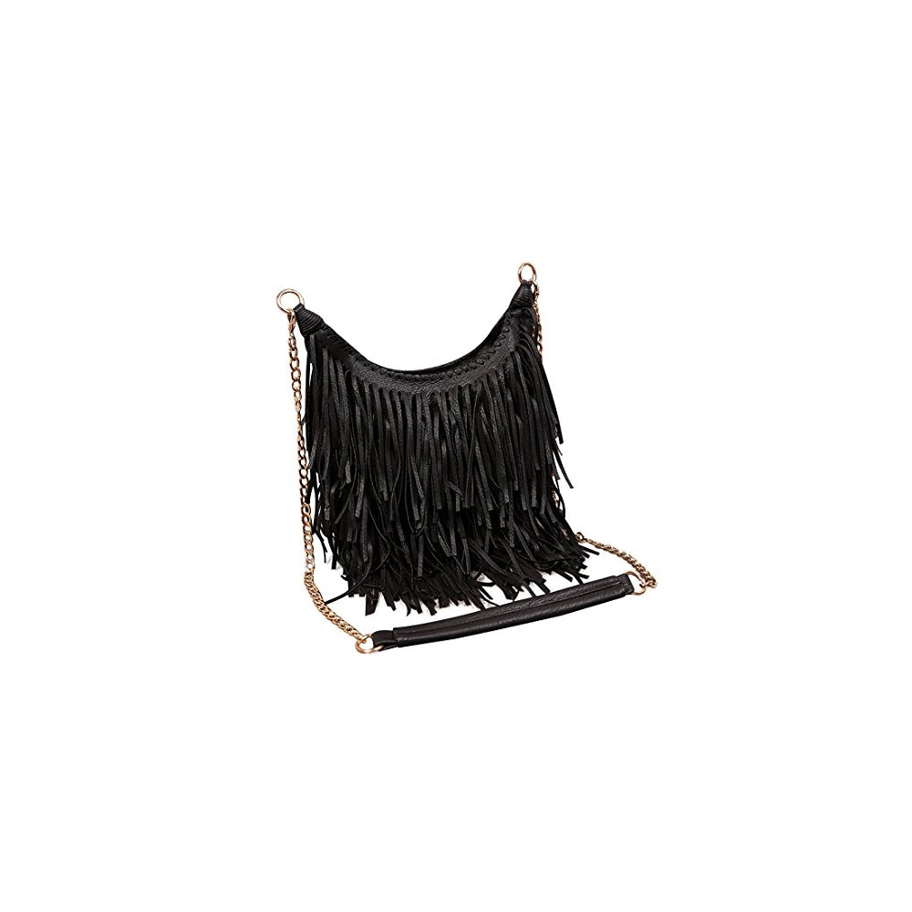 Lanpet Bolso de hombro para mujer, con flecos, borla