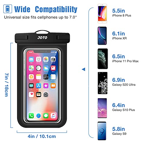 Funda Joto impermeable, universal, resistencia al agua IPX8, para iPhone 12 Pro Max, 11 Pro Max, Xs Max, XR, X, 8, 7, 6S, Galaxy S20 Ultra, S10 Note10 y 9, hasta 6.9, 2 unidades