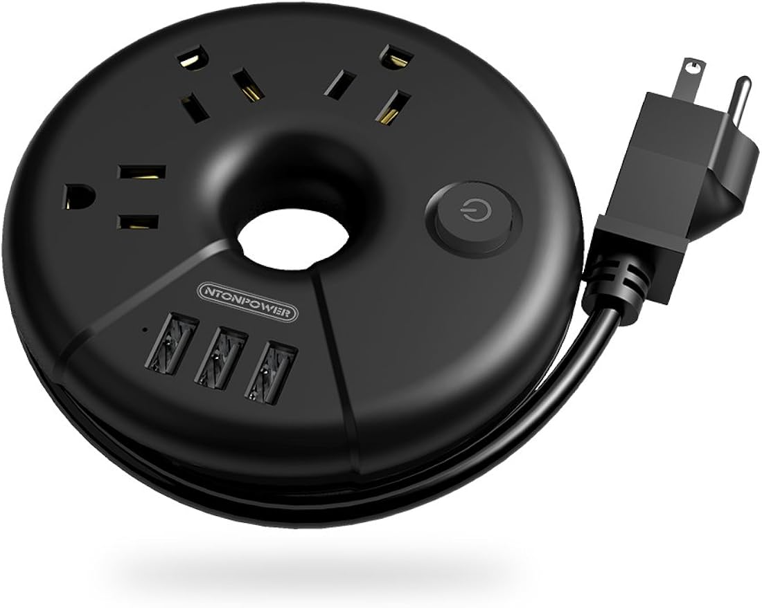 NTONPOWER - Regleta de alimentación de viaje, negro