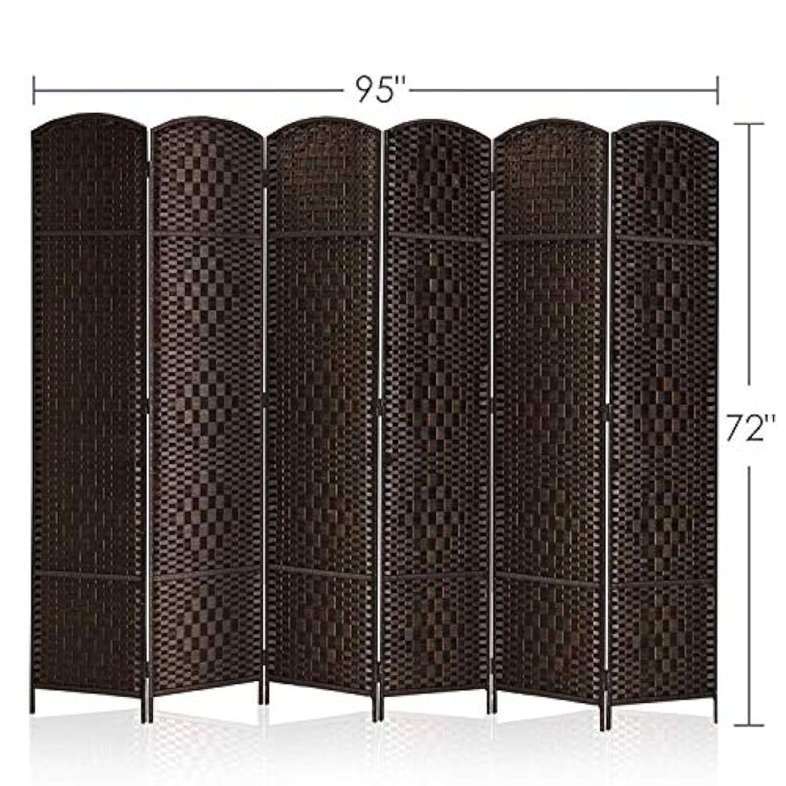 Biombo de madera plegable de color marrón de 6 pies de alto.