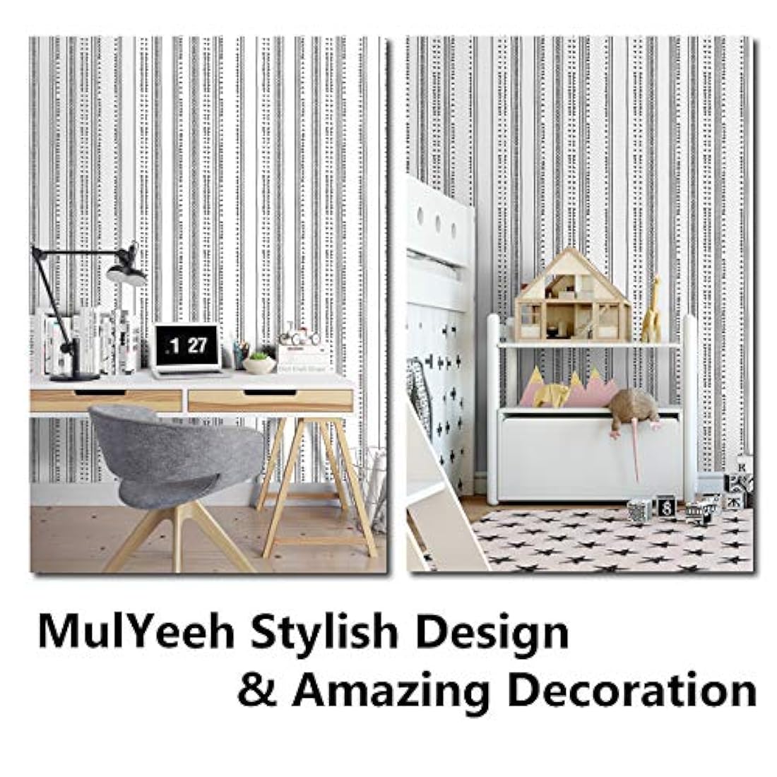 Papel pintado diseño de triángulo negro/blanco (17,7 x 314)