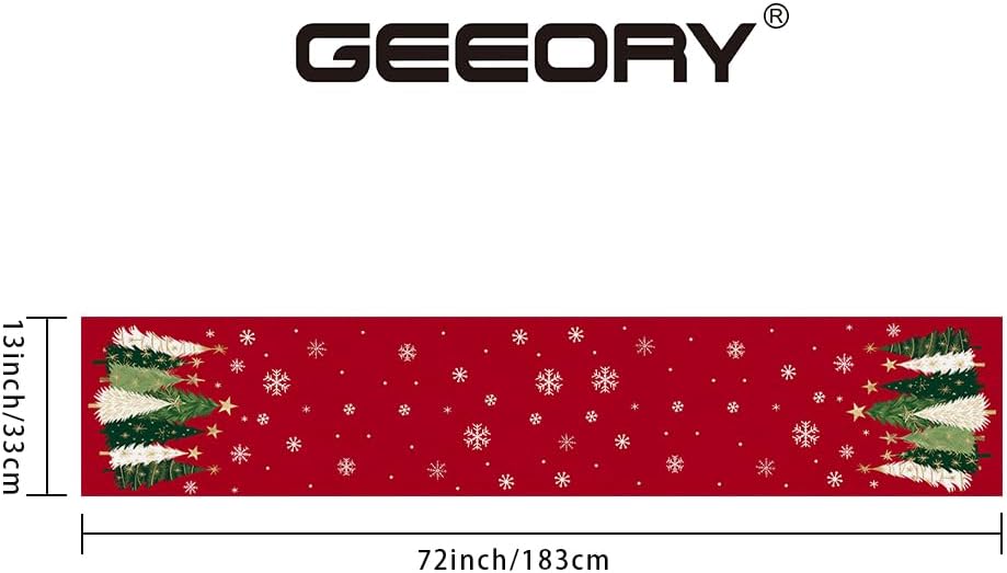 Camino de Mesa GEEORY 13x72 Pulgadas, Árboles de Navidad GT150-72