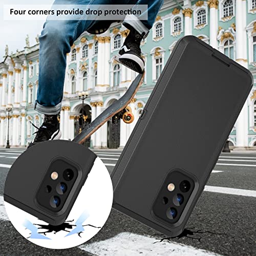 Funda compatible con Samsung Galaxy A53 5G, con clip para cinturón, resistente, resistente a los golpes, protección completa con función atril, funda para teléfono Samsung Galaxy A53 5G (negro)