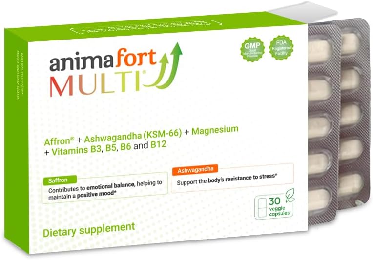 Suplemento Ashwagandha KSM-66 y Azafrán AnimaFort 30 Cápsulas