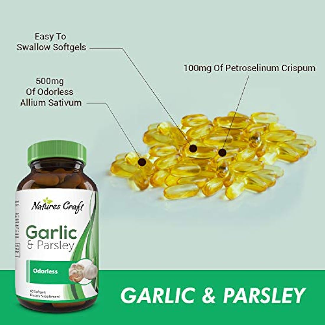 Sin olor ajo y perejil Suplemento – Promueve Circulación