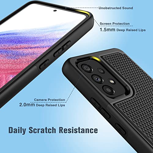 Funda para Samsung Galaxy A53 5G (Galaxy A53 5G UW): funda protectora de doble capa resistente a prueba de golpes, resistente con parte trasera texturizada antideslizante, protección militar, 6.5 pulgadas (negro mate)