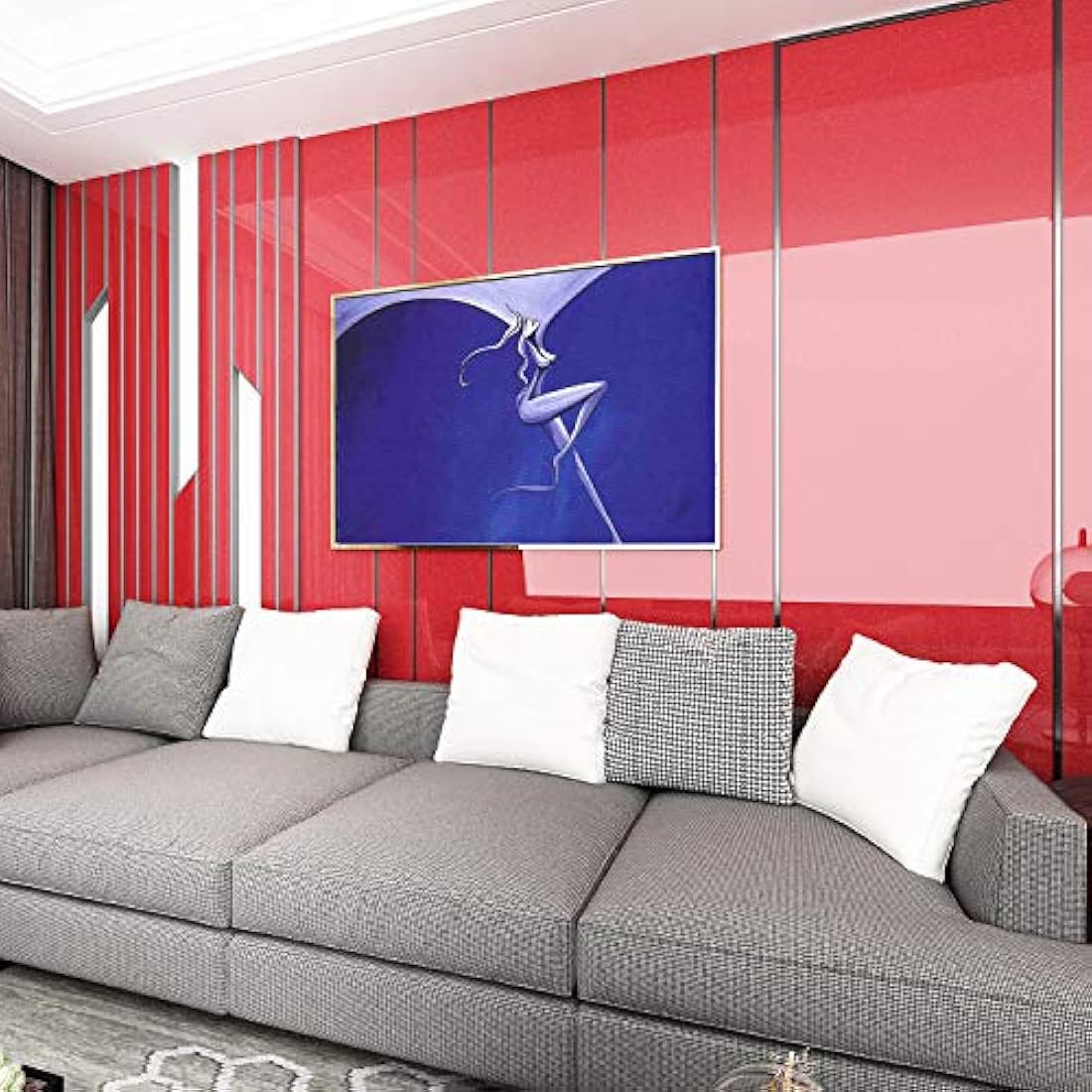 Livelynine - Papel pintado color rojo brillante Rojo