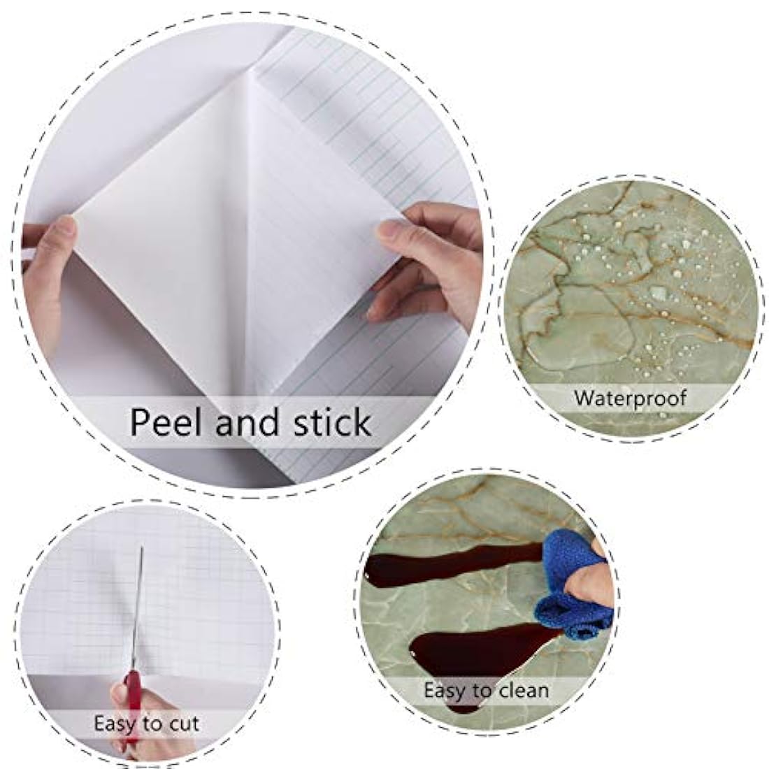 Papel pintado en vinilo tipo mármol verde (15.75 x 472)