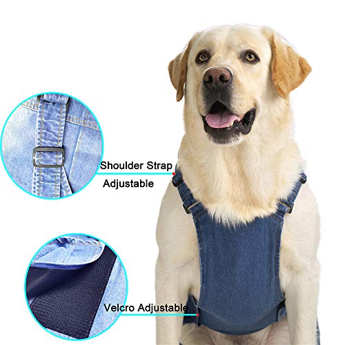 Miaododo Mono de mezclilla para perro mediano y grande para perros, ropa de mezclilla para perros, disfraces para todo propósito, pantalones de perro lavados, chaqueta clásica