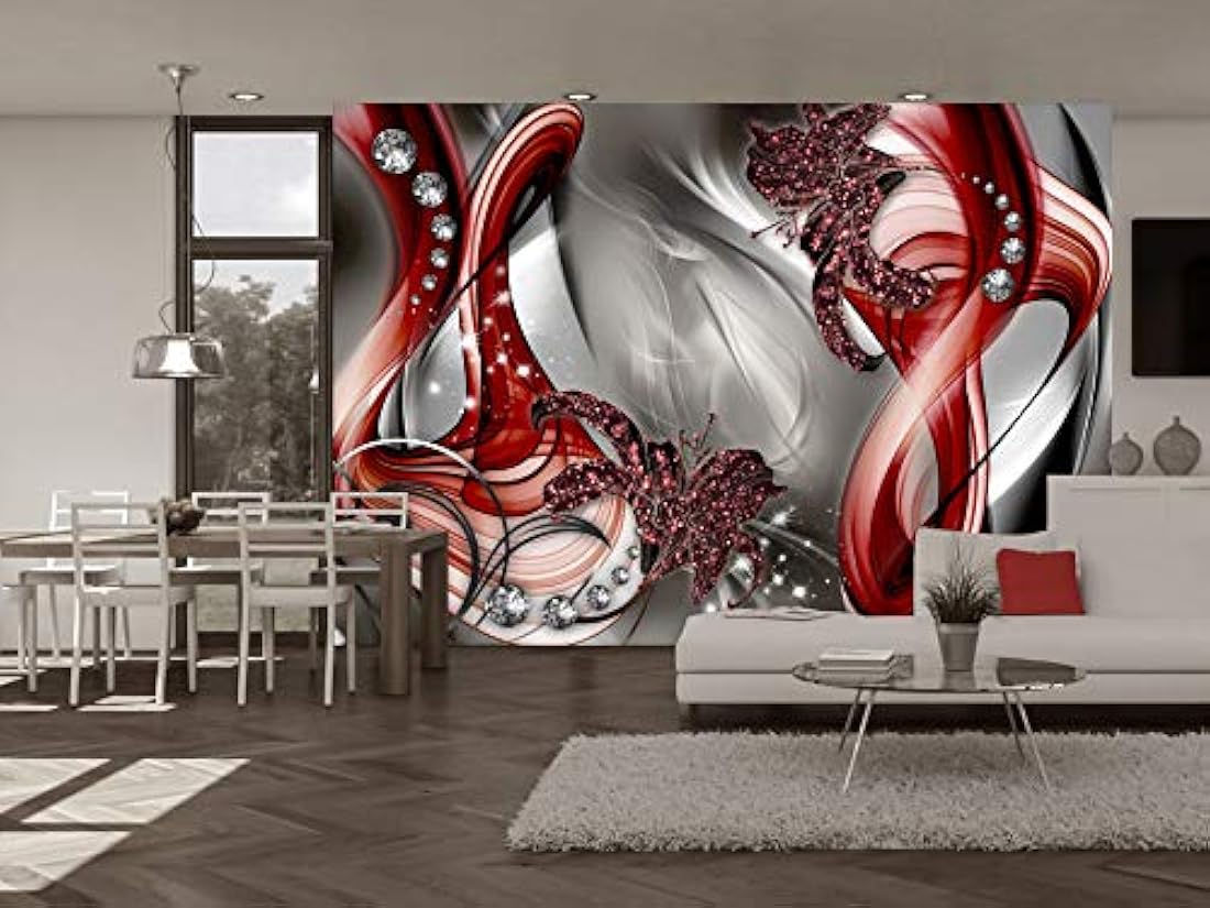 Mural de pared tela no tejida rojo ( 300x210cm/118x83)