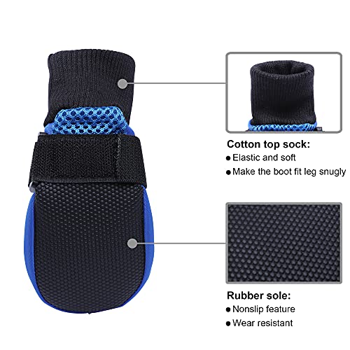 Botas transpirables, doble malla, suave suela, protección para el verano, para perro, de HiPaw, Azul