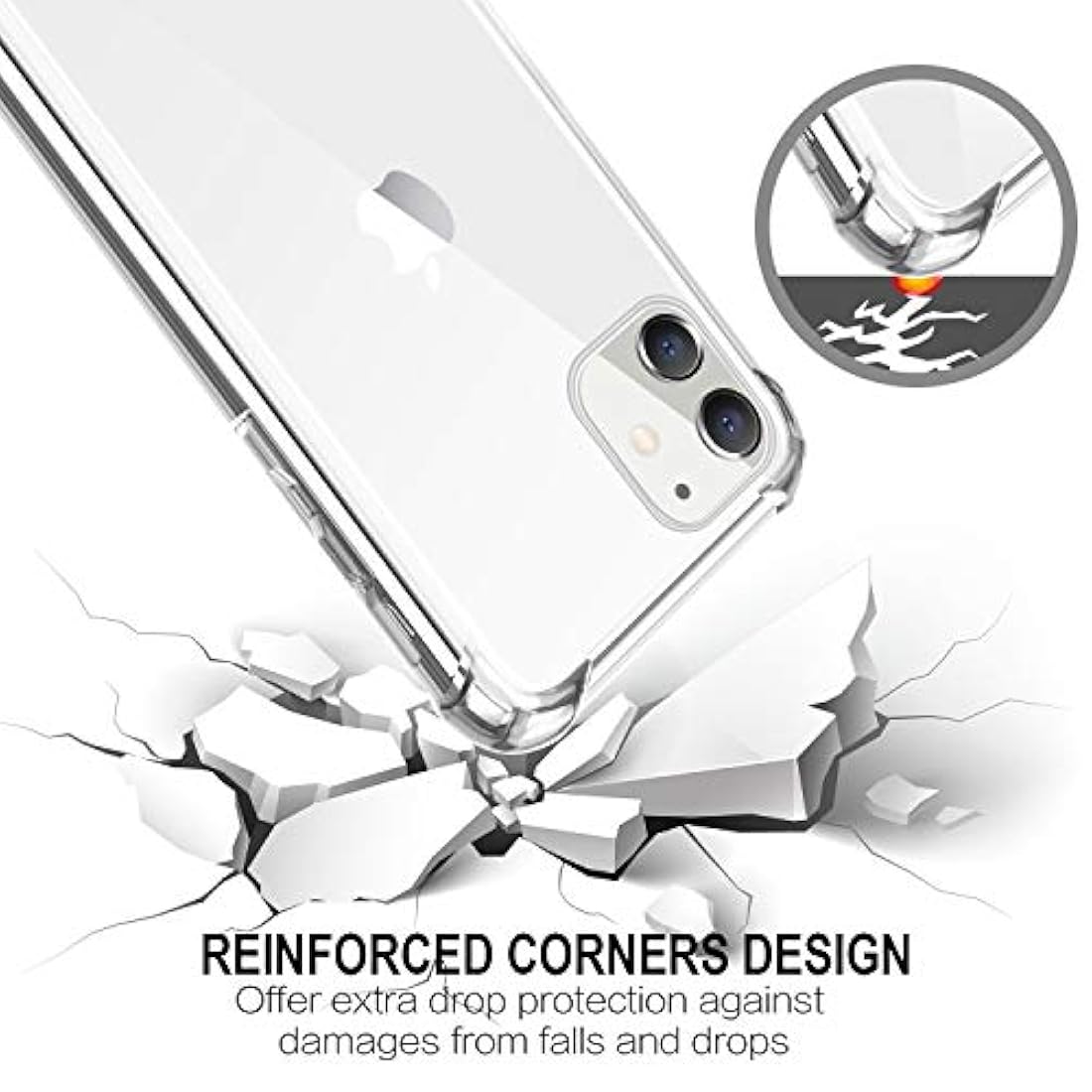 Carcasa para iPhone 11, transparente, antiarañazos Salawat