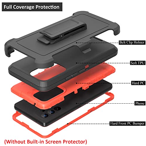 Funda compatible con Samsung Galaxy A53 5G, con clip para cinturón, resistente, resistente a los golpes, protección de cuerpo completo, con función atril, para Samsung Galaxy A53 5G (naranja)