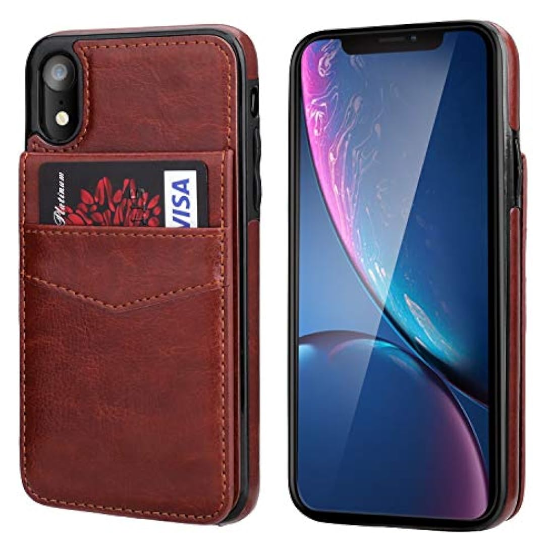 KIHUWEY - Funda tipo cartera para iPhone XR con tarjetero