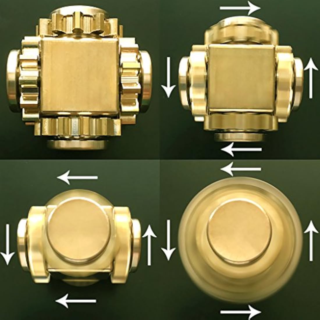 Cubo de latón puro para inquietos juguete de engranajes
