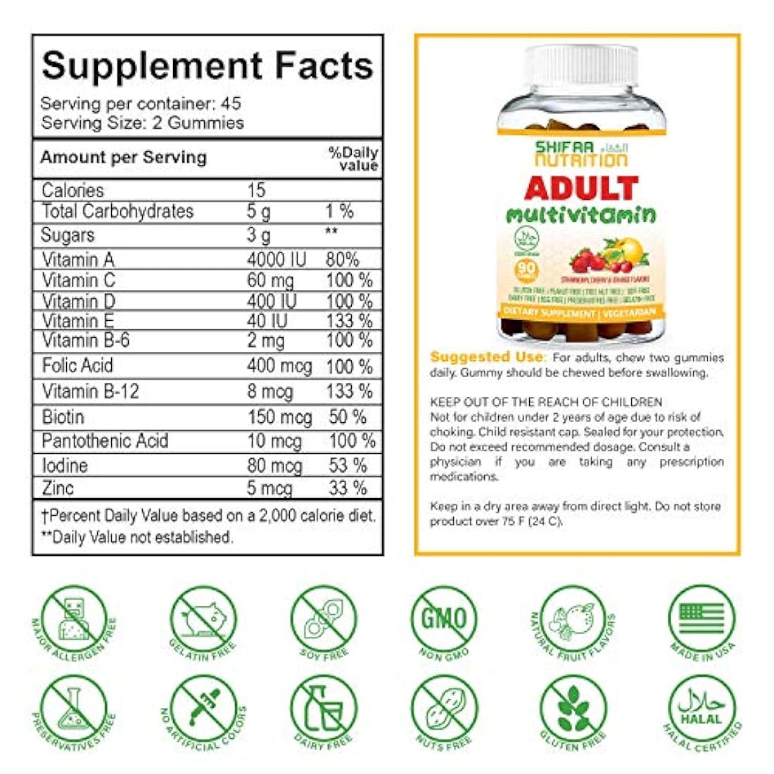 Shifa - Multivitaminas para adultos con 11 vitaminas