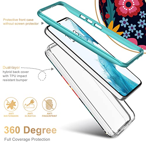 ESDOT Funda para Samsung Galaxy S22, grado militar, prueba de caídas de 21 pies, funda resistente con diseños de moda para mujeres y niñas, funda protectora para Galaxy S22 de 6.1 pulgadas, flores florecientes