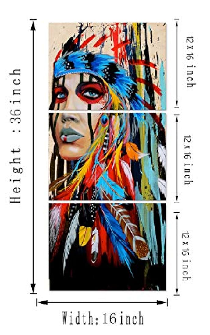 Pintura niña nativo americano con plumas