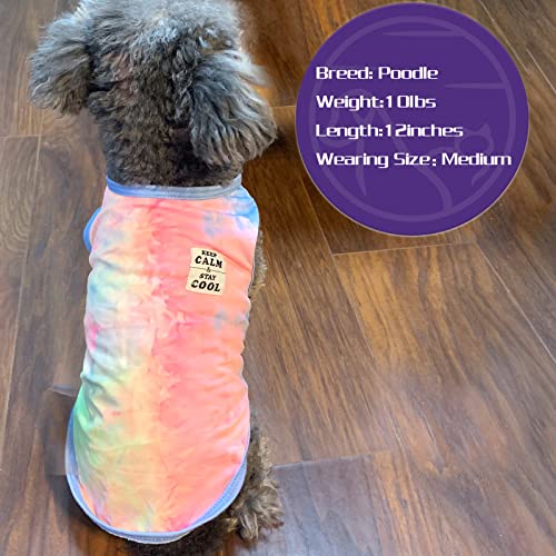 cyeollo Paquete de 2 camisas para perro, teñido anudado, chaleco elástico, camiseta sin mangas, transpirable, ropa de verano para cachorros, perros y gatos