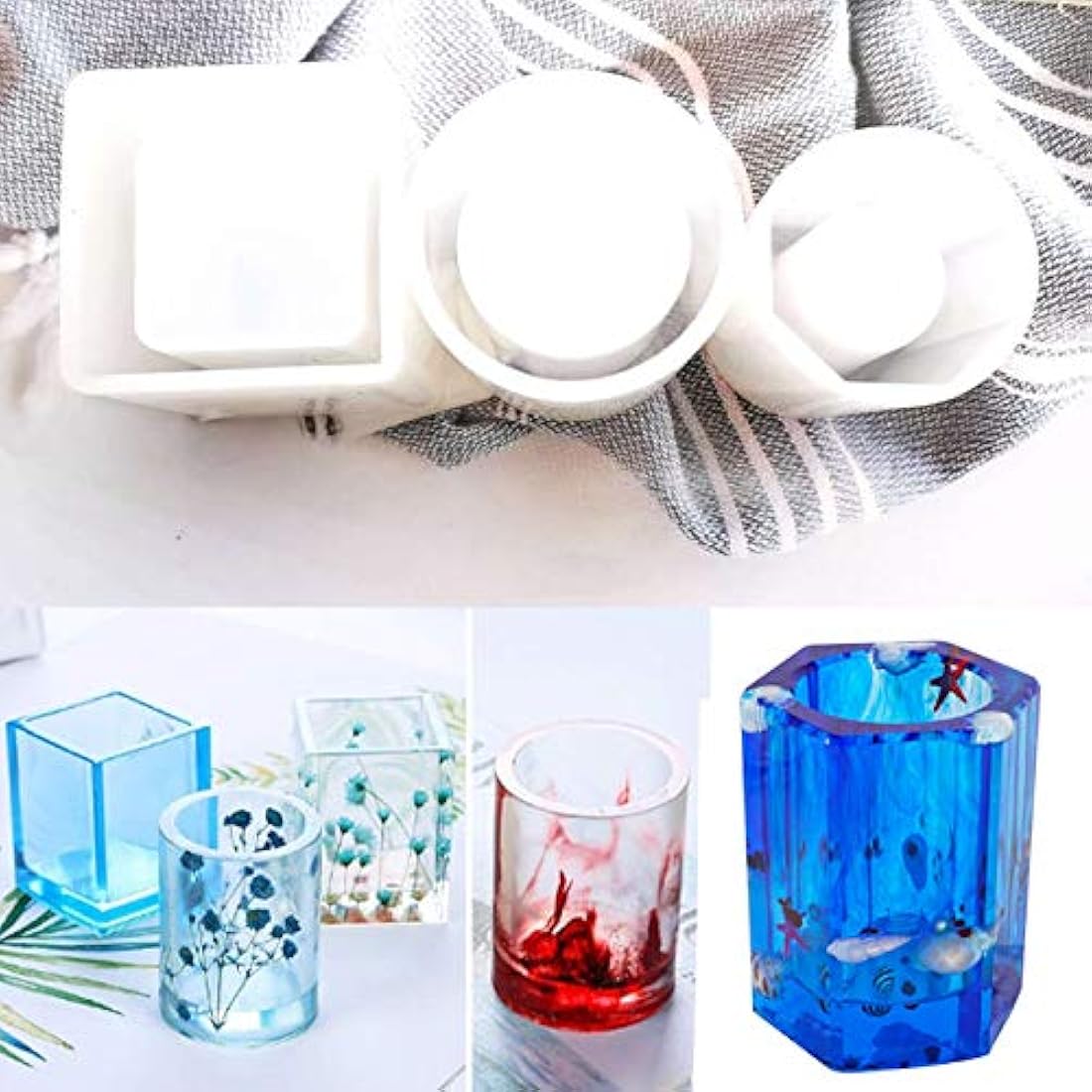 Moldes de silicona de resina epoxi de Markeny Cylinder para bolígrafos, moldes circulares de silicona para posavasos, moldes transparentes para macetas