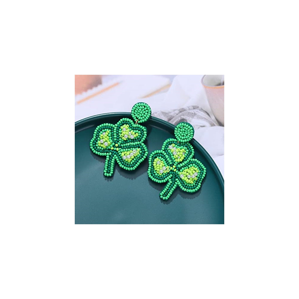 Aretes de cuentas para el día de San Patricio para mujer