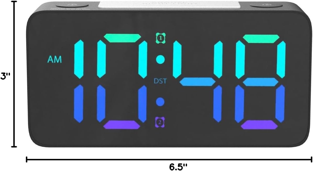 Reloj despertador super fuerte con luz nocturna y carga USB