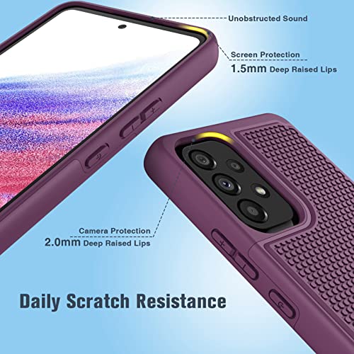 Funda para Samsung Galaxy A53 5G (Galaxy A53 5G UW): funda protectora de doble capa resistente a prueba de golpes, resistente con parte trasera texturizada antideslizante, protección militar, 6.5 pulgadas (color morado burdeo)