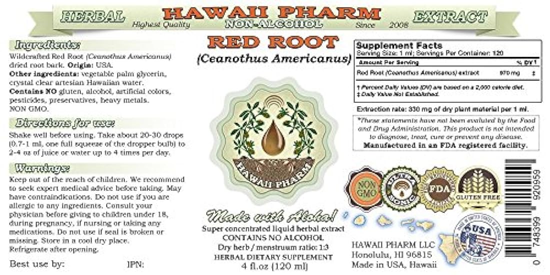 Raíz Roja sin alcohol Extracto de líquido, Raíz Roja