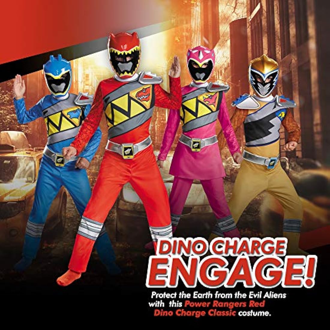 Disfraz de Ranger rojo con carga de dinosaurio -Disguise