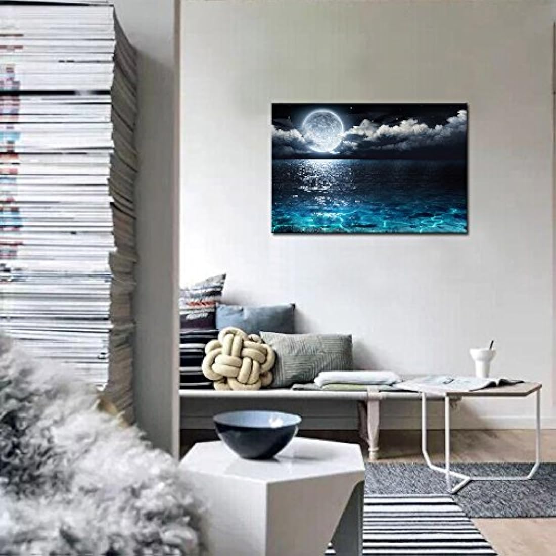 Sechars - Lienzo decorativo para pared, diseño de luna