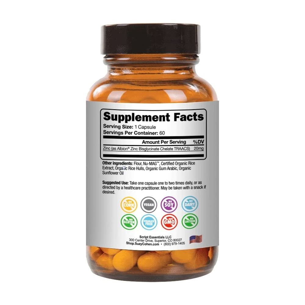 Suplemento de zinc quelatado 60 cápsulas para el estómago