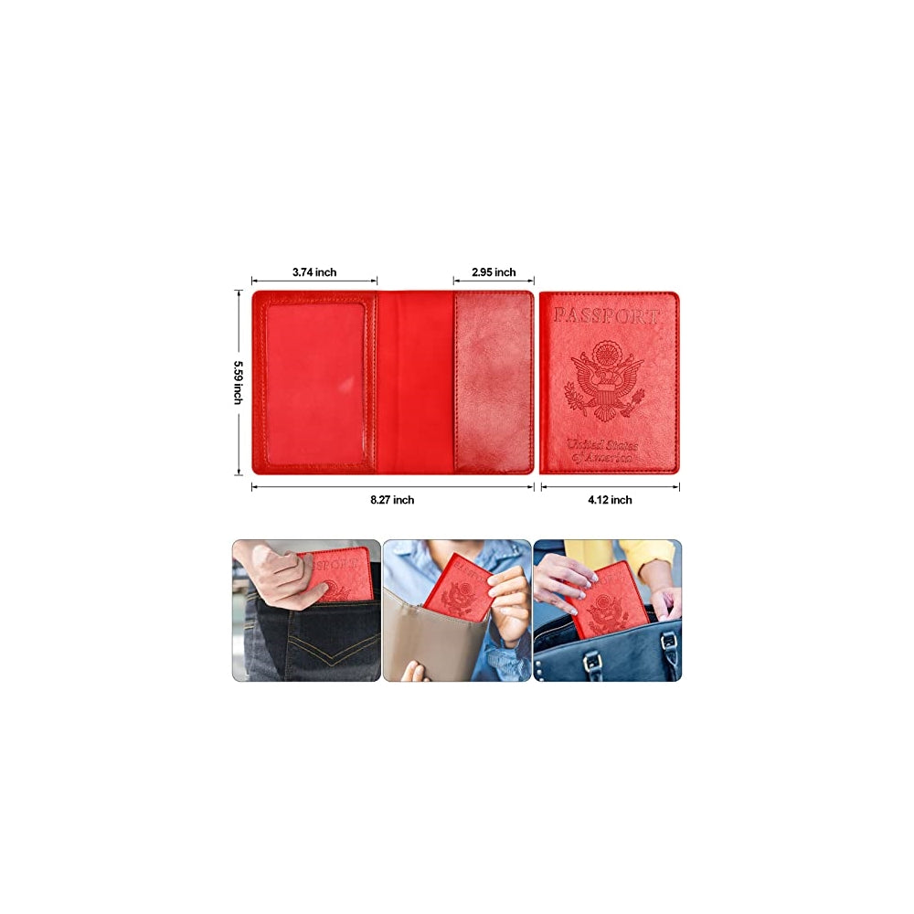 Porta Documentos y Tarjetas para pasaporte con ranura rojo