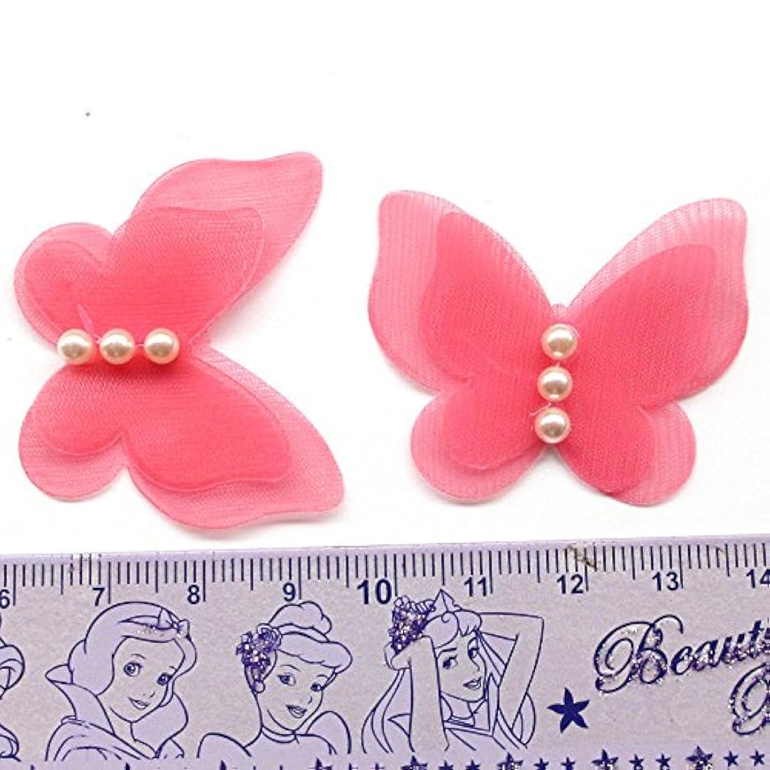 Flores de lazos de organza mariposa perla para decoración