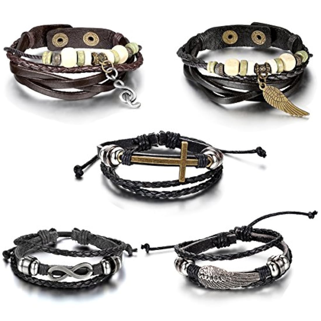 cuero en capas trenzado con cordón