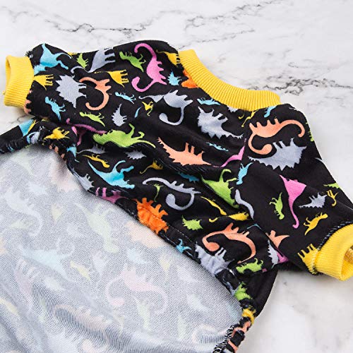 Pijama CuteBone adorables, ropa para mascotas, suave, de forro polar, para gato y cachorro, Negro Dino